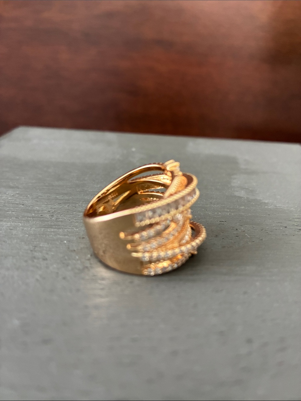 Park Lane ‘Monte Carlo’ Gold-Tone Stacked Crystal Band Ring - Picture 5 of 6